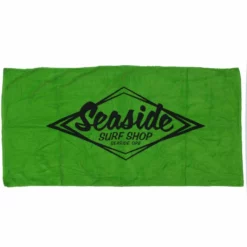 Seaside Surf Shop Vintage Logo Beach Towel - Lime Green