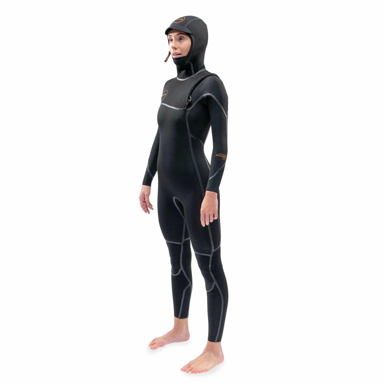 Dakine Womens Cyclone 5/4mm Zip Free Hooded Wetsuit - Black - Image 2